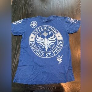 Affliction Blue and White Graphic Tee